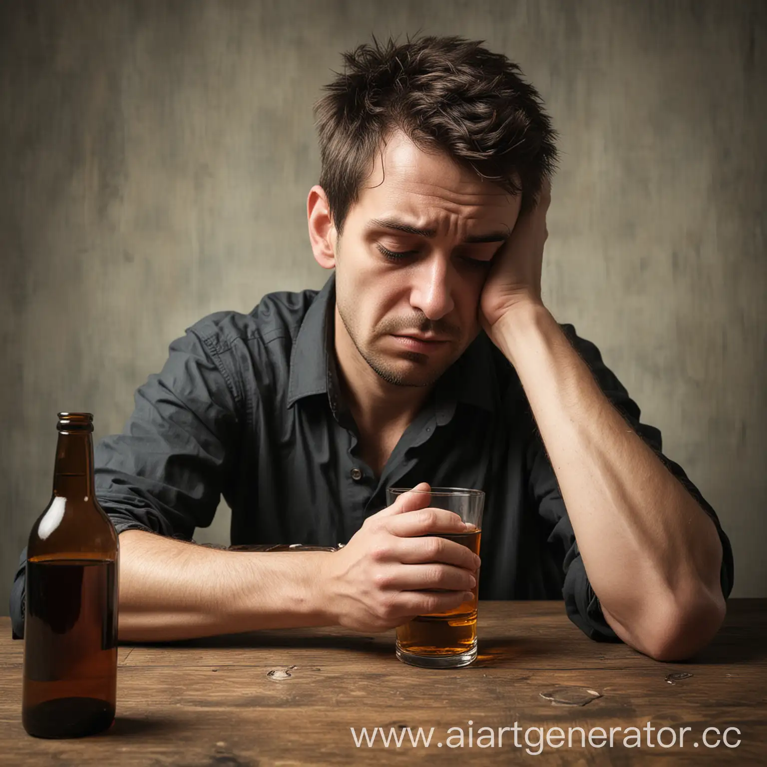 Несчастный человек страдающий от алкоголизма