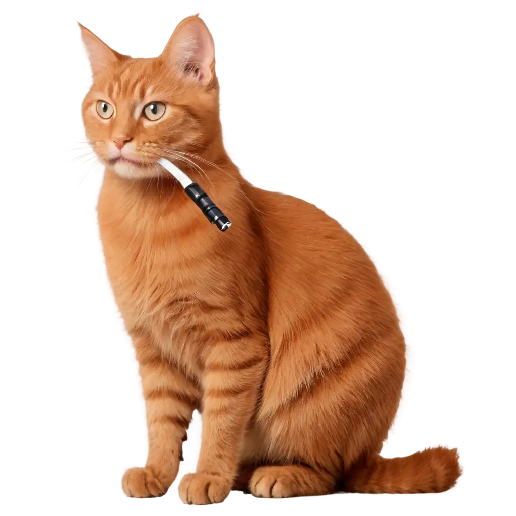 Red cat smoking a pipe