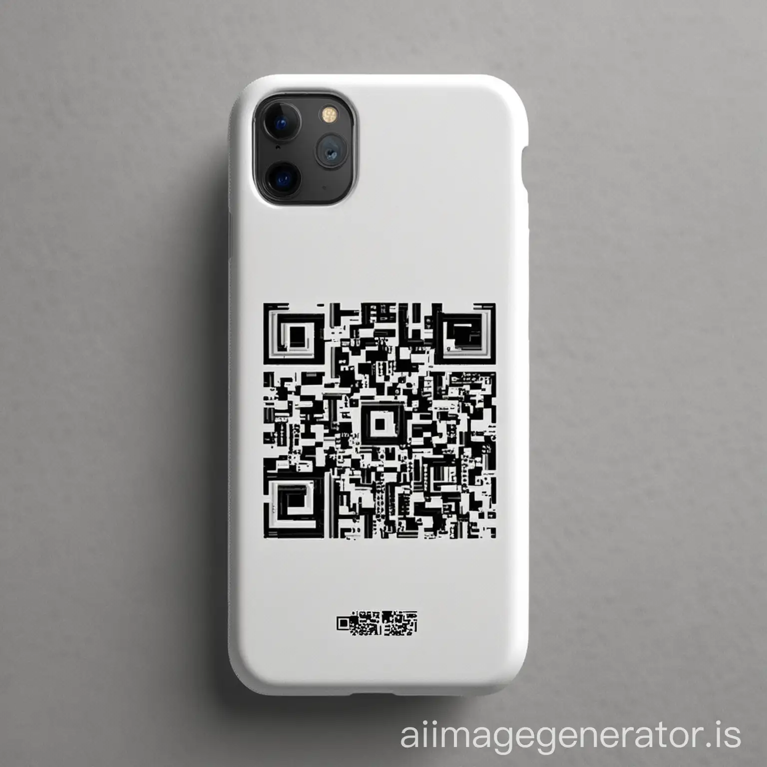 Make a white 
phone case design which contains a QR code, below the code write my insta
