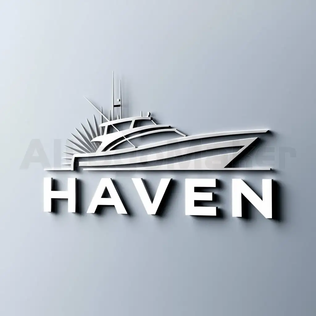 a logo design,with the text "HAVEN", main symbol:Fishingyacht,Moderate,be used in boating industry,clear background