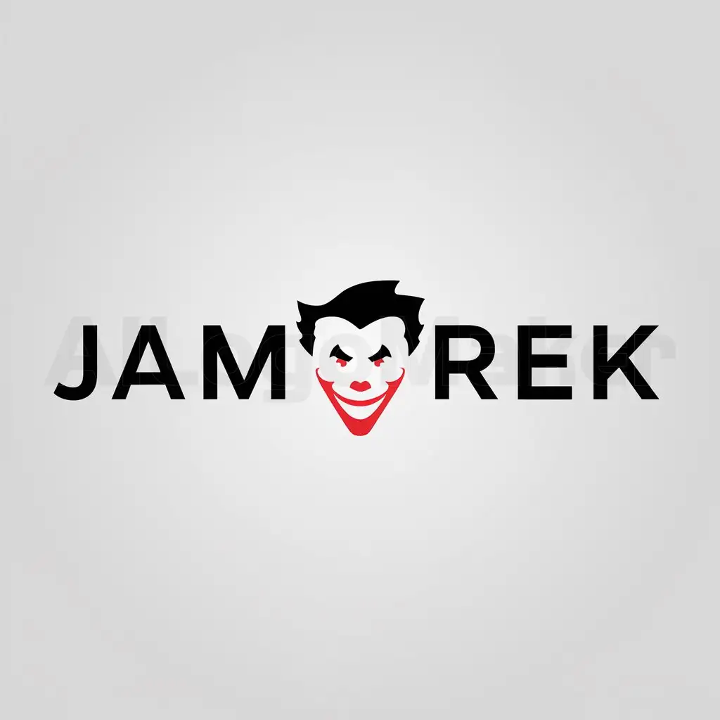 a logo design,with the text "Jamerek", main symbol:Joker,Minimalistic,clear background