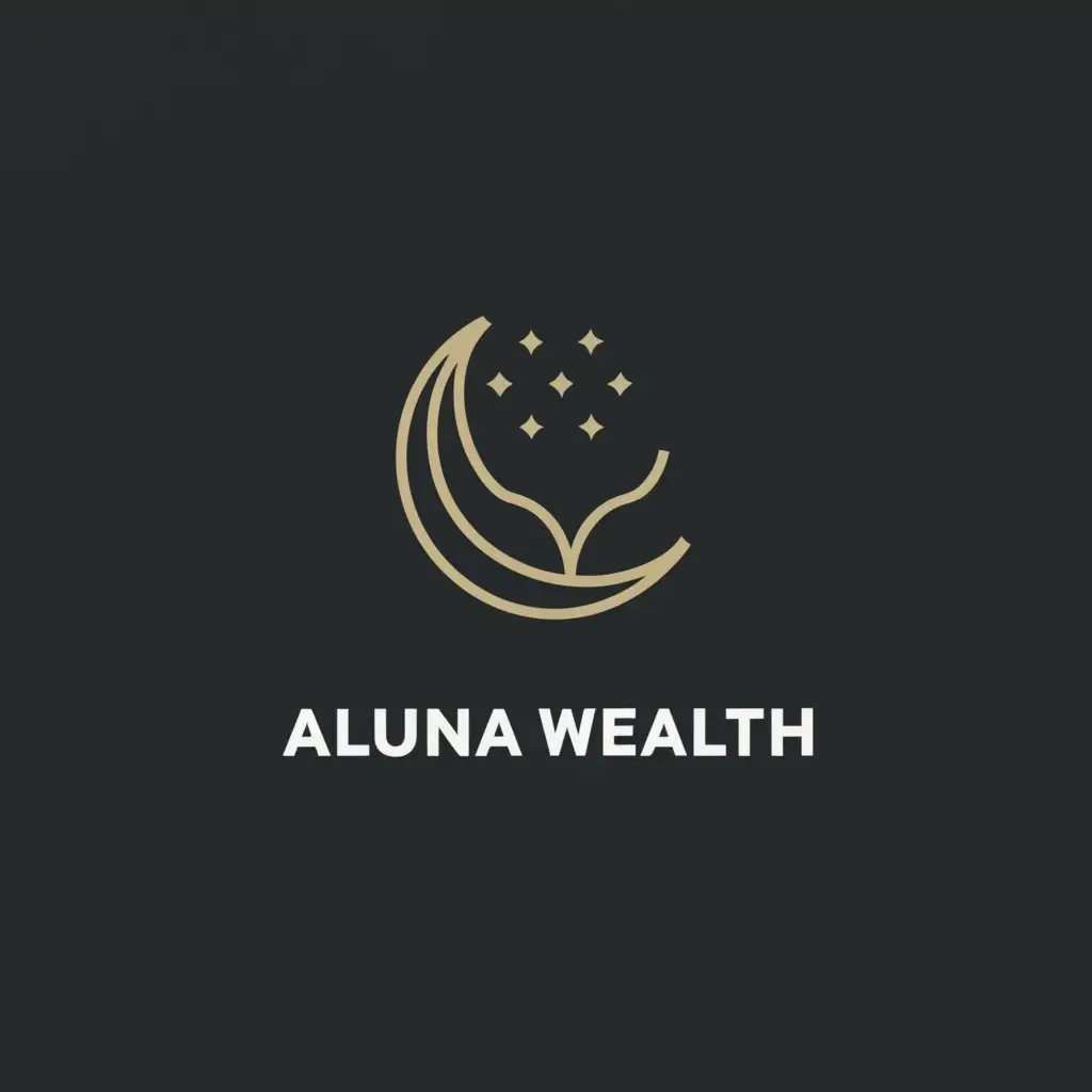 a logo design,with the text Aluna Wealth, main symbol:Crescent Moon, Tree, Minimalistic, be used in Finance industry, clear background
