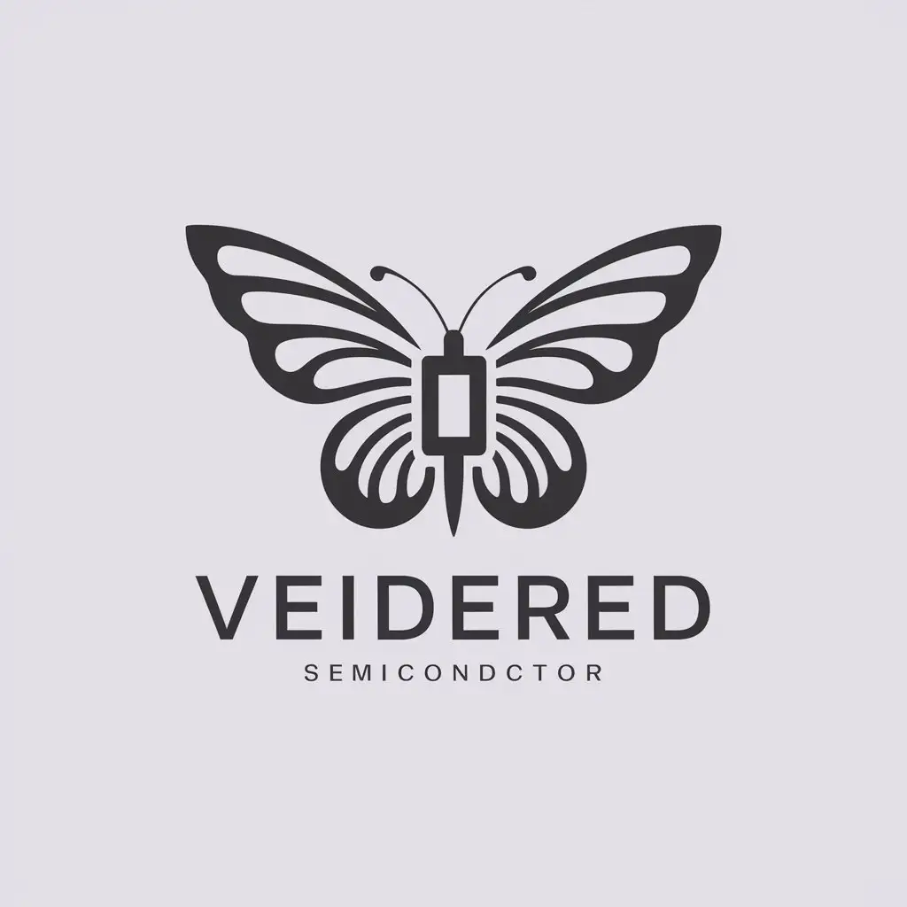 a logo design,with the text "Veidered Semiconductor", main symbol:butterfly core design WD,Moderate,be used in Technology industry,clear background