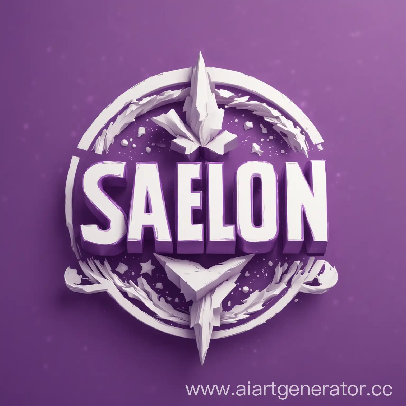 the logo with the inscription SAELON in k-pop style white and violet colors
