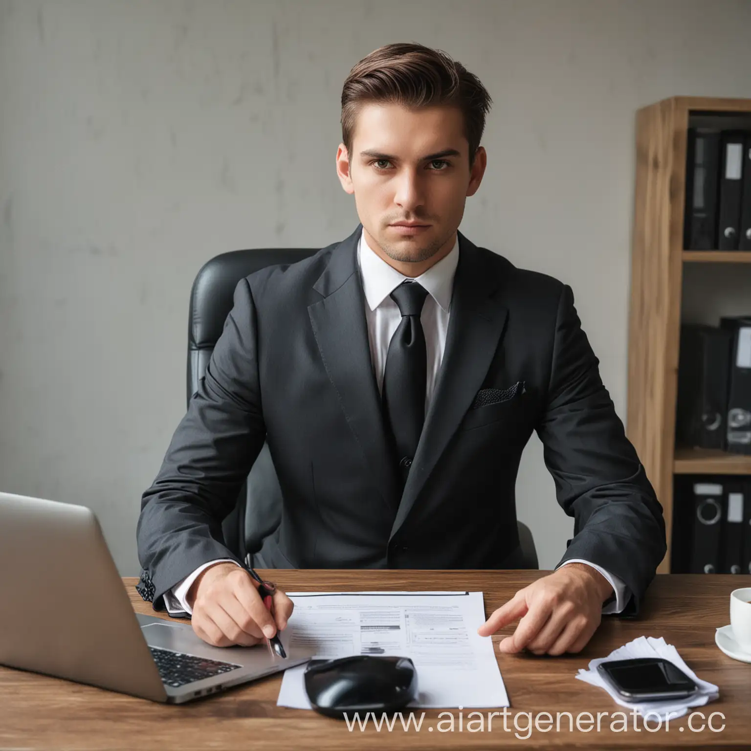 Serious-Businessman-Working-in-Office-in-Formal-Suit