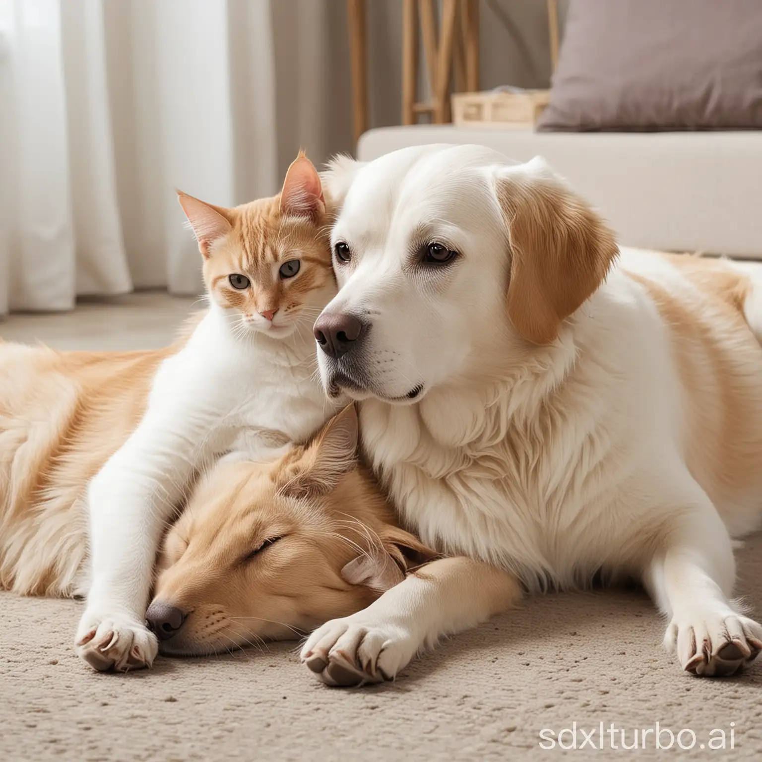 Playful-Dog-and-Cat-Friends-Exploring-Outdoors