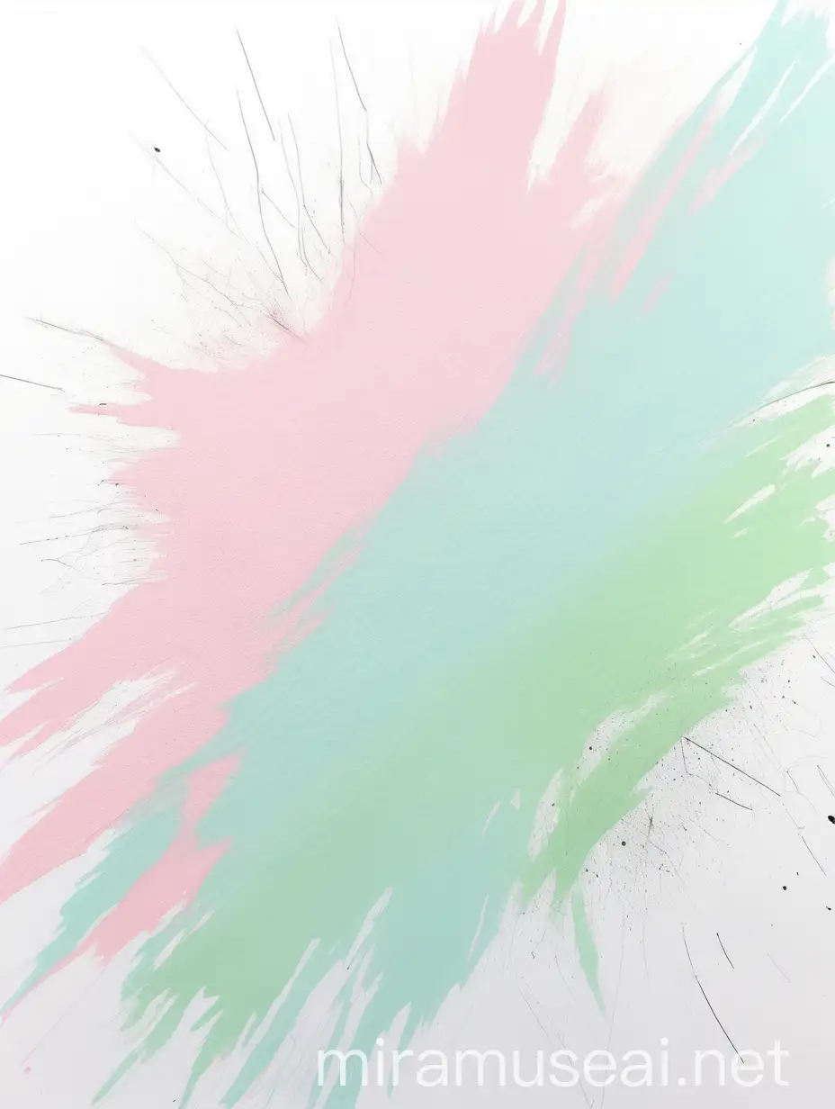 pastel green pastel pink and pastel blue ink scratches from middle of image, pastel messy art, white blank background