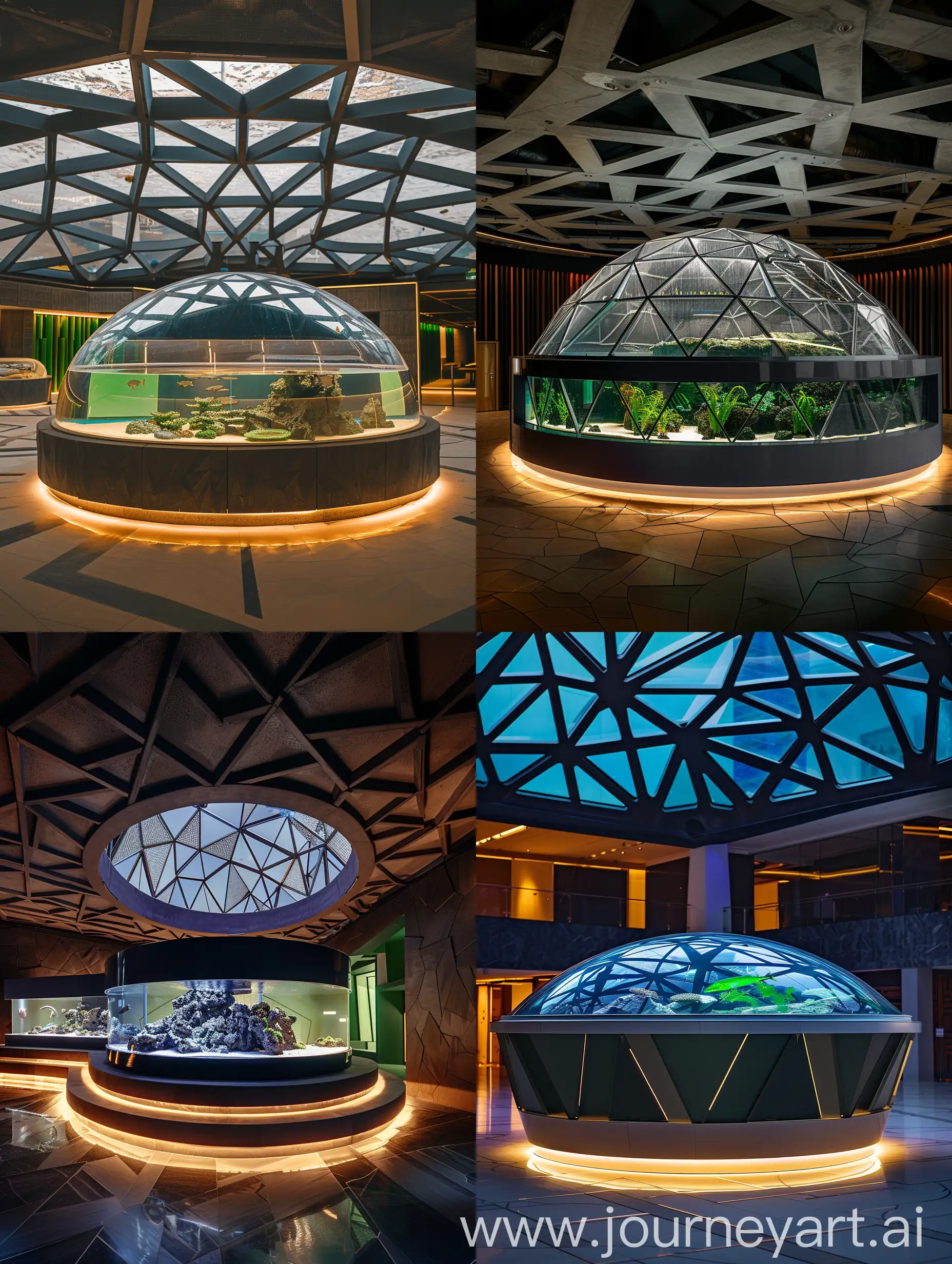 Modern-Space-with-Illuminated-Aquarium-Centerpiece