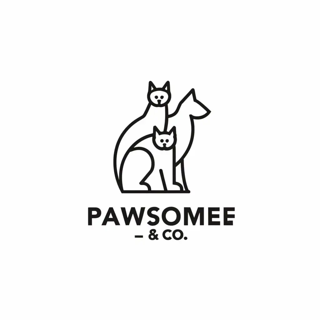 a logo design,with the text "Pawsome&Co.", main symbol:Cat and Dog,Minimalistic,be used in Animals Pets industry,clear background