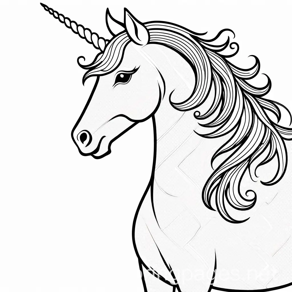 Unicorn  on a sparkle rainbow, Coloring Page, black and white, line art, white background, Simplicity, Ample White Space