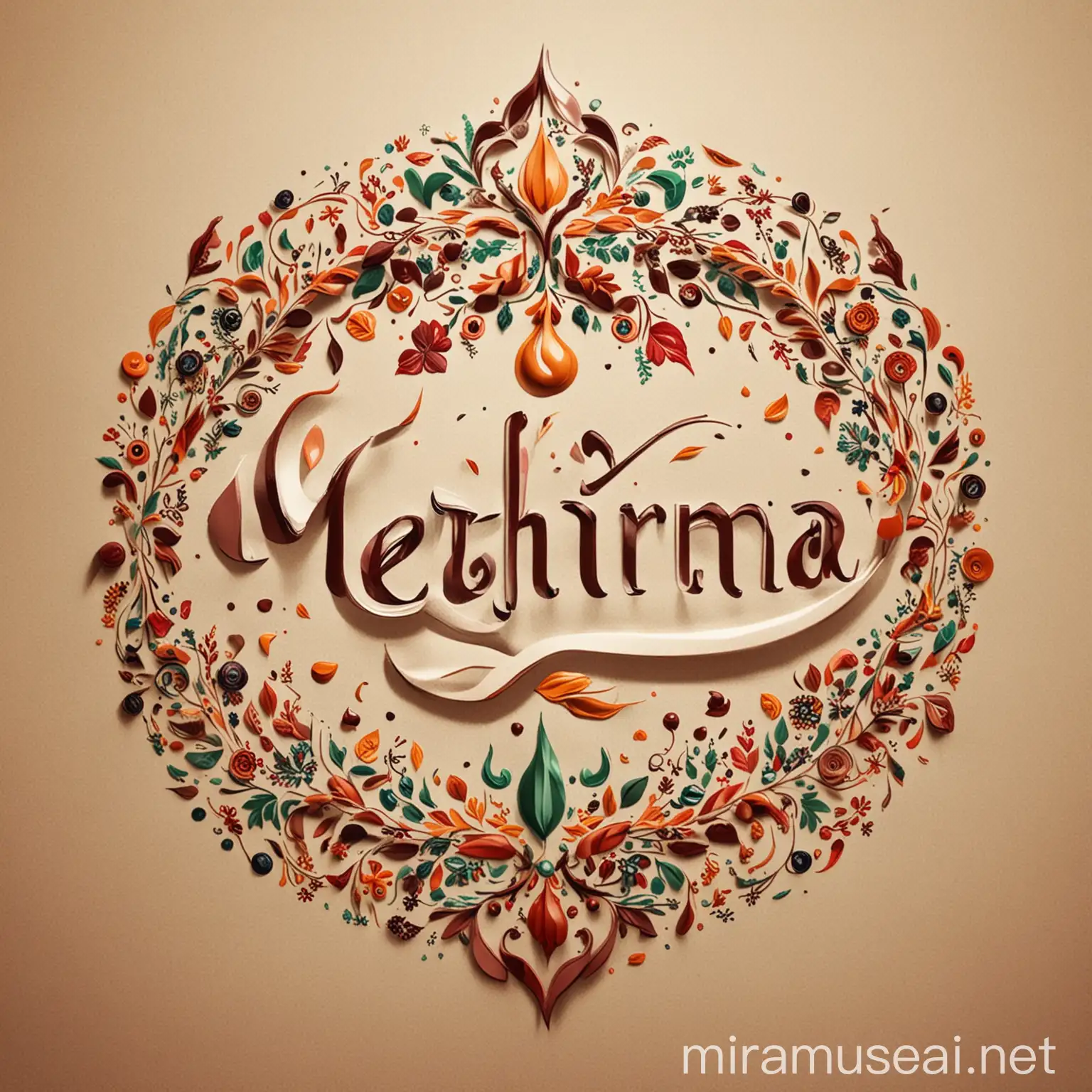 Generate a beautiful logo with Mehrima Jahan written beautifully inside it