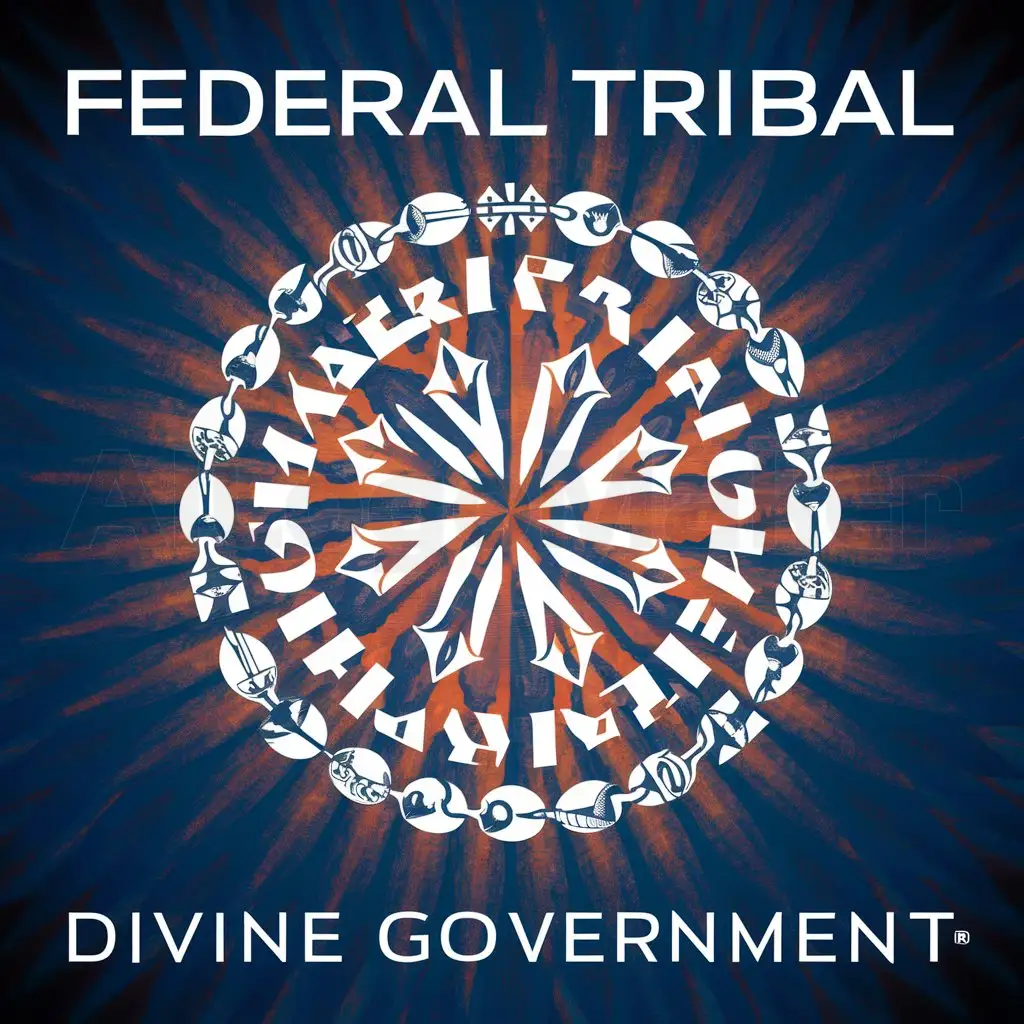 a logo design,with the text "FEDERAL TRIBAL DIVINE GOVERNMENT", main symbol:110 Tribes,complex,clear background