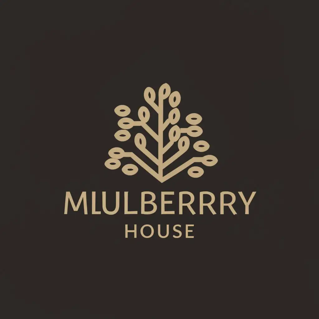 a logo design,with the text 'Mulberry House', main symbol:Mulberry tree,Minimalistic, white background
