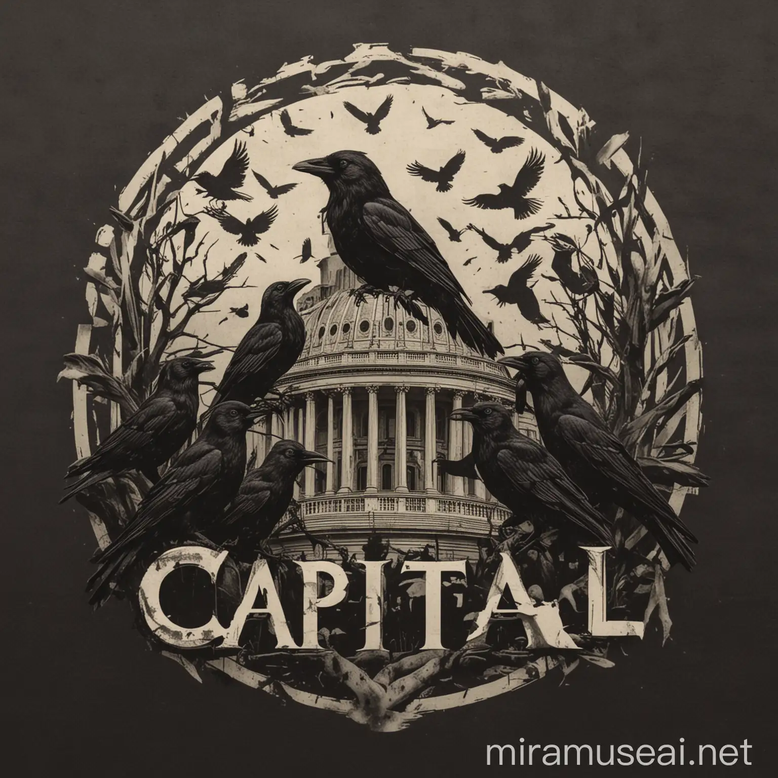 Majestic Capital Logo with Crows in Urban Setting