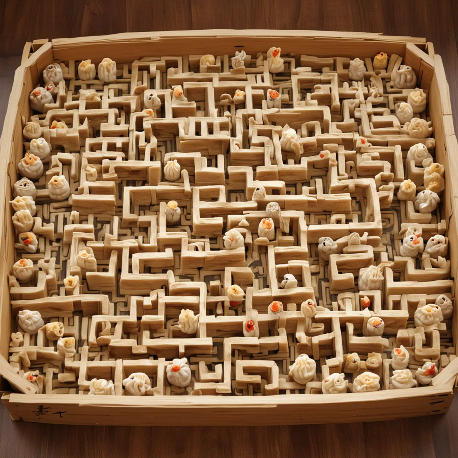 a maze made out of dim sum