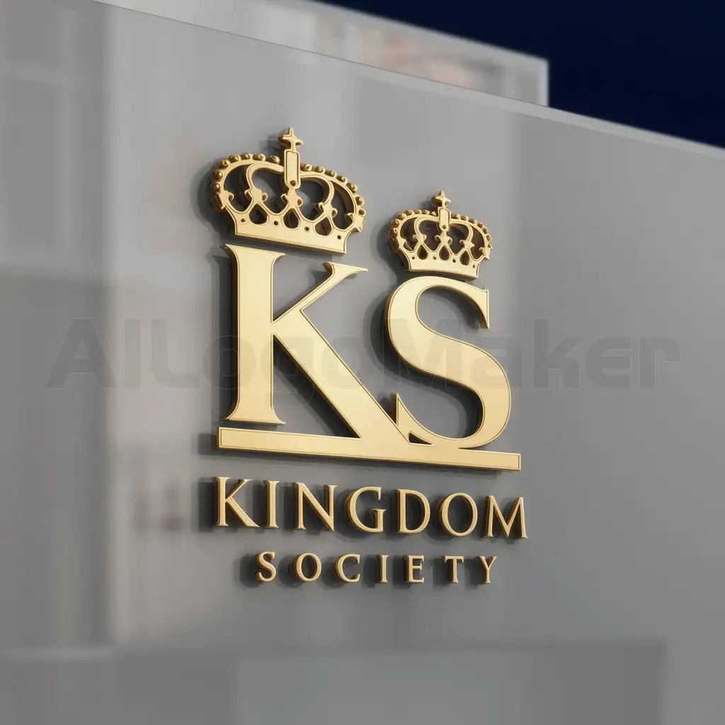 a logo design,with the text "Kingdom Society", main symbol:a logo design, with the text Kingdom Society, main symbol: KS Logo with a golden crown on top of the K and another crown on top of the S,Moderate,clear background