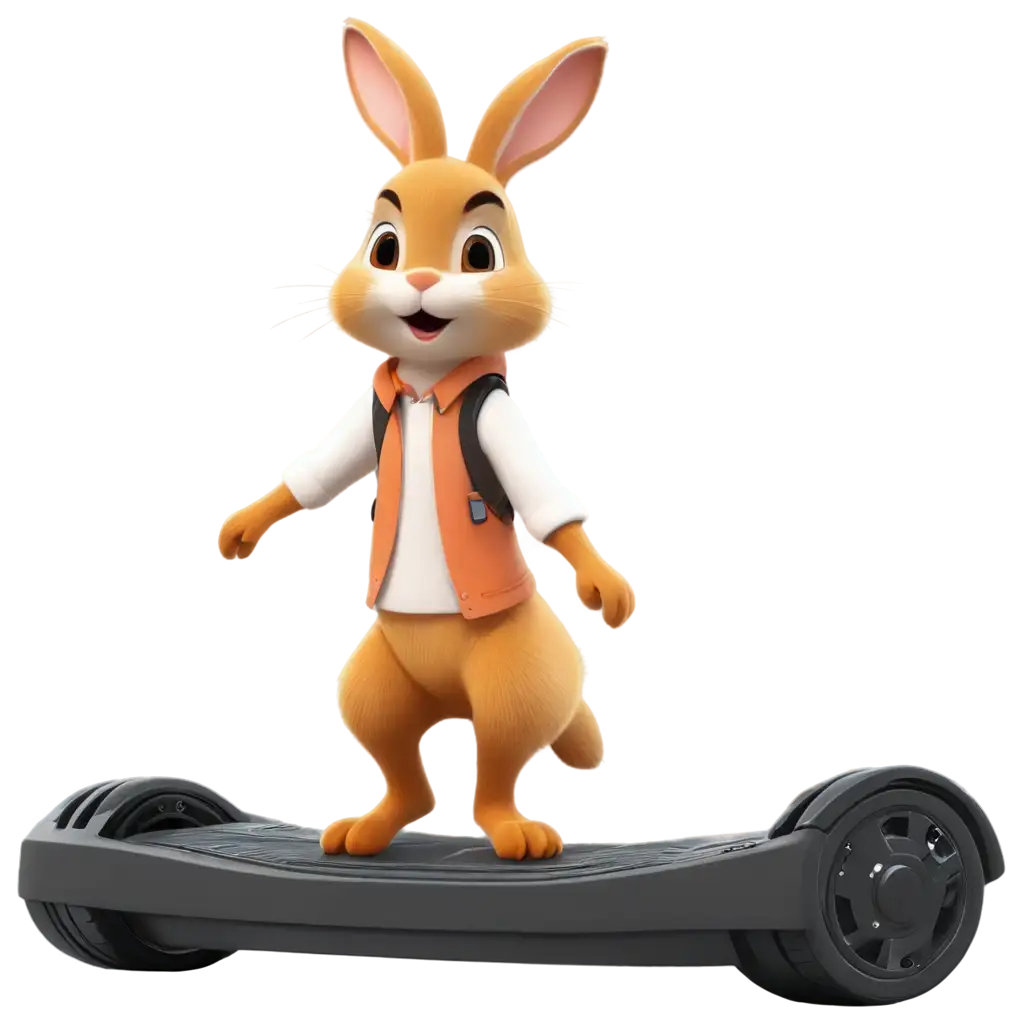 a bunny on a hoverboard CARTOON