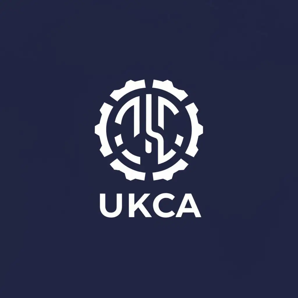 a logo design,with the text "UKCA", main symbol:шестерёнка,complex,be used in Technology industry,clear background