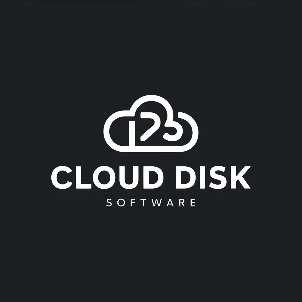 a logo design,with the text "cloud disk software", main symbol:123,Minimalistic,be used in Internet industry,clear background