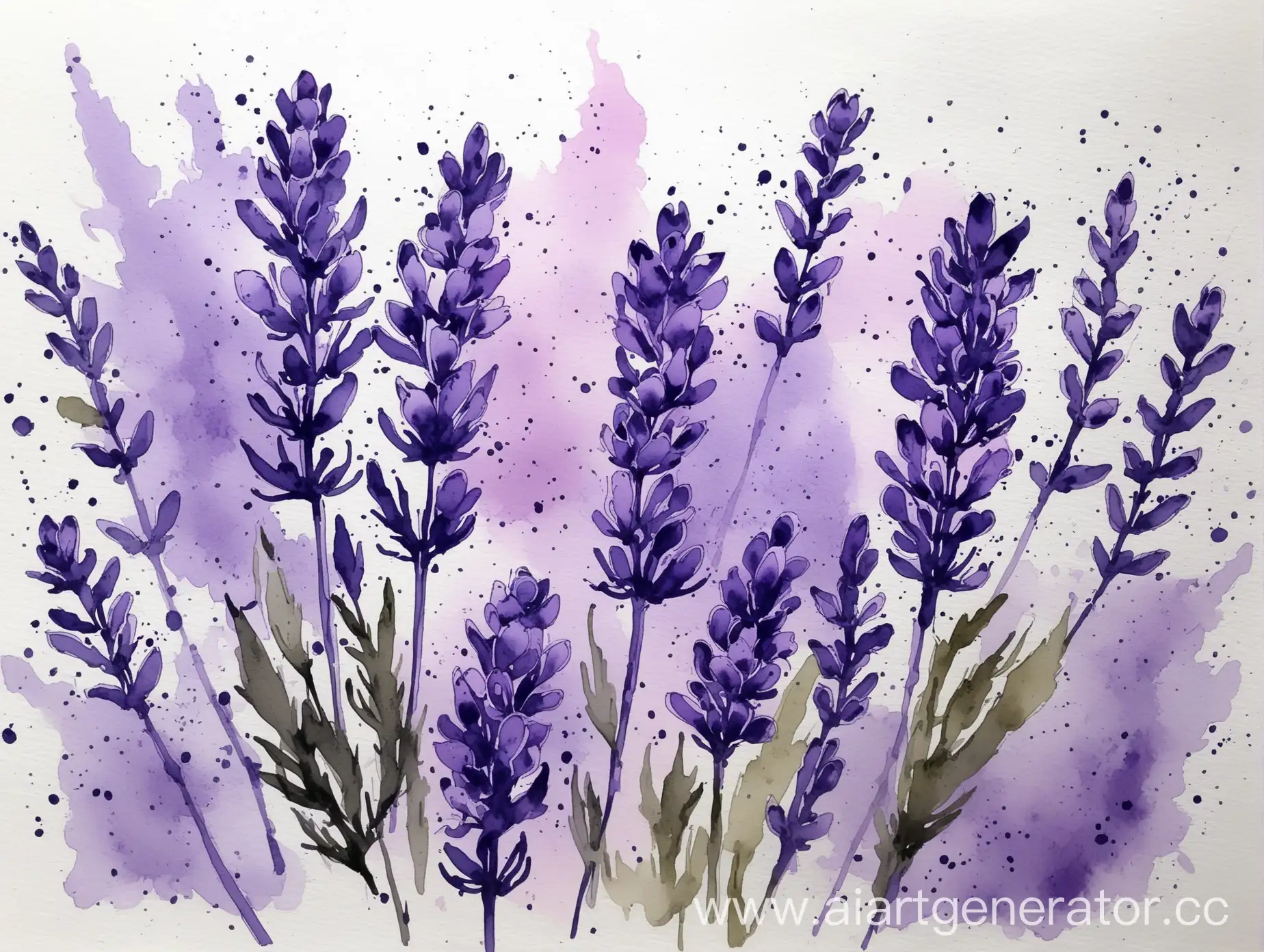 Lavender-Flowers-in-Ink-and-Watercolor-Serene-Botanical-Illustration-in-Lilac-Tones