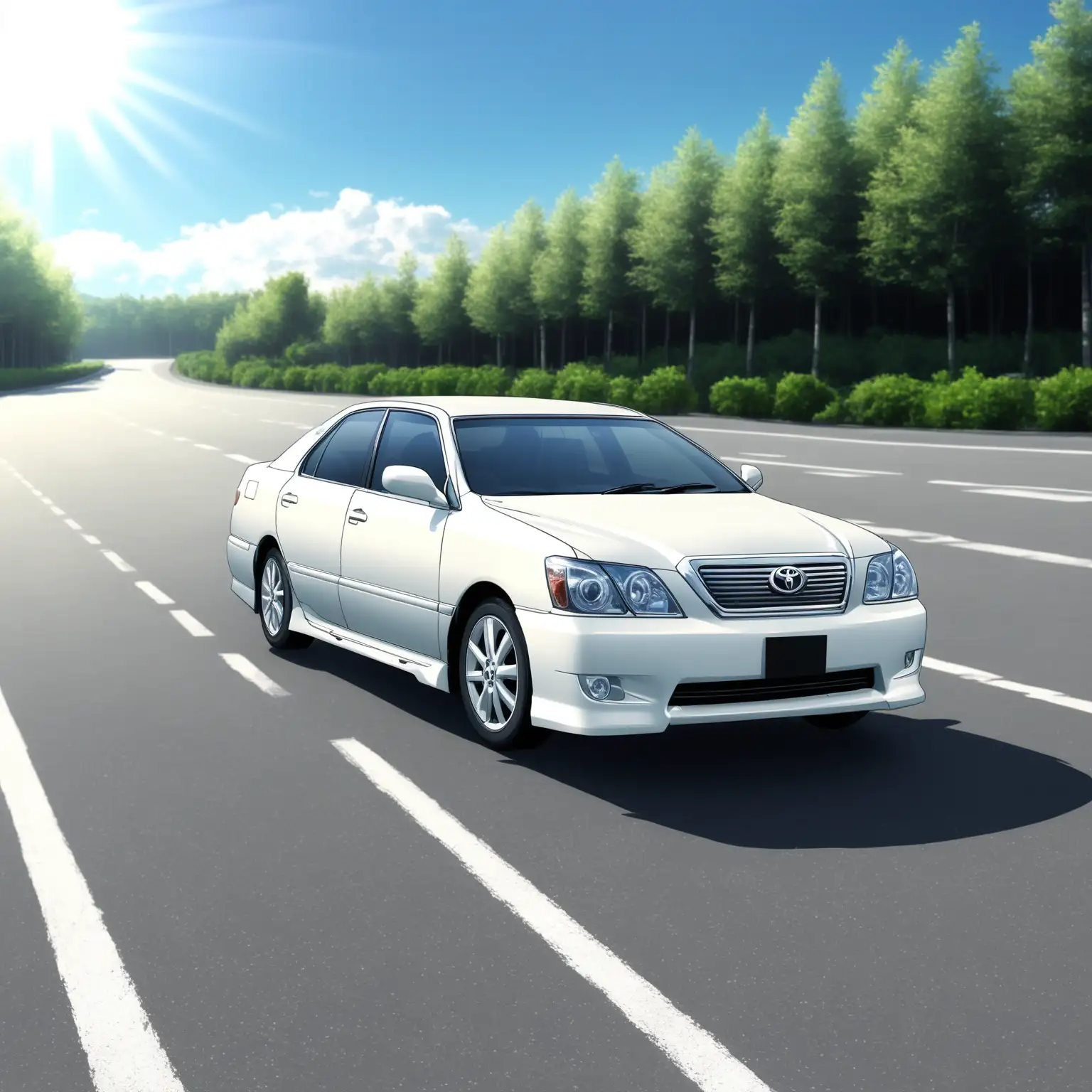 White-Toyota-Aristo-Car-on-Grey-Asphalt-Road-Under-Sunlight