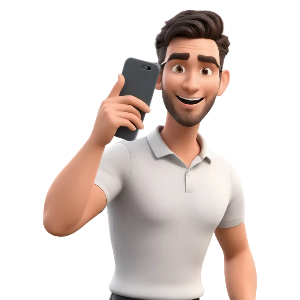 3d Male Customers with phone in his hand