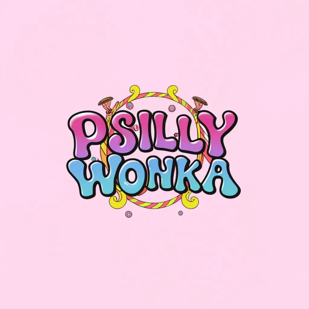 a logo design,with the text "Psilly Wonka", main symbol:Willy Wonka Inspired,Moderate,be used in Others industry,clear background