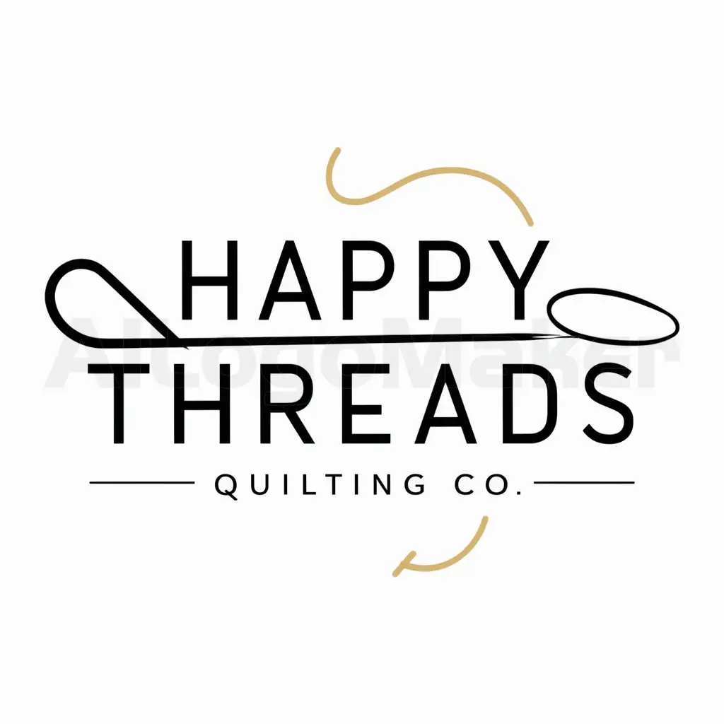 a logo design,with the text "Happy Threads Quilting Co.", main symbol:needle and thread, contemporary style,Minimalistic,be used in Retail industry,clear background