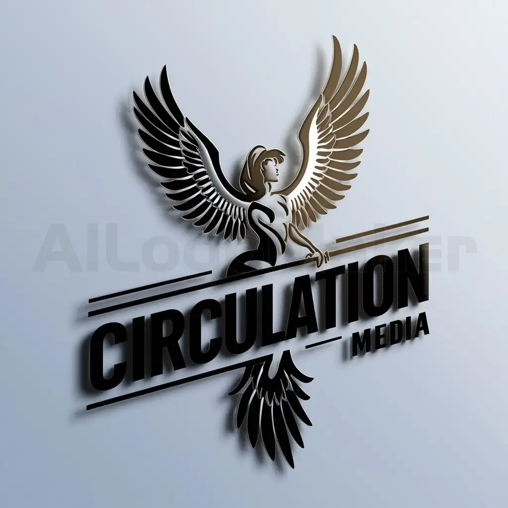 a logo design,with the text "Circulation Media", main symbol:Harpy with wings spread rushing upwards,Moderate,be used in Advertisement industry,clear background