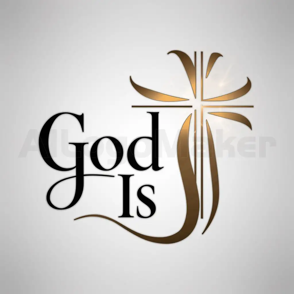 a logo design,with the text "God is", main symbol:Make the logo a religious form,Moderate,be used in Religious industry,clear background
