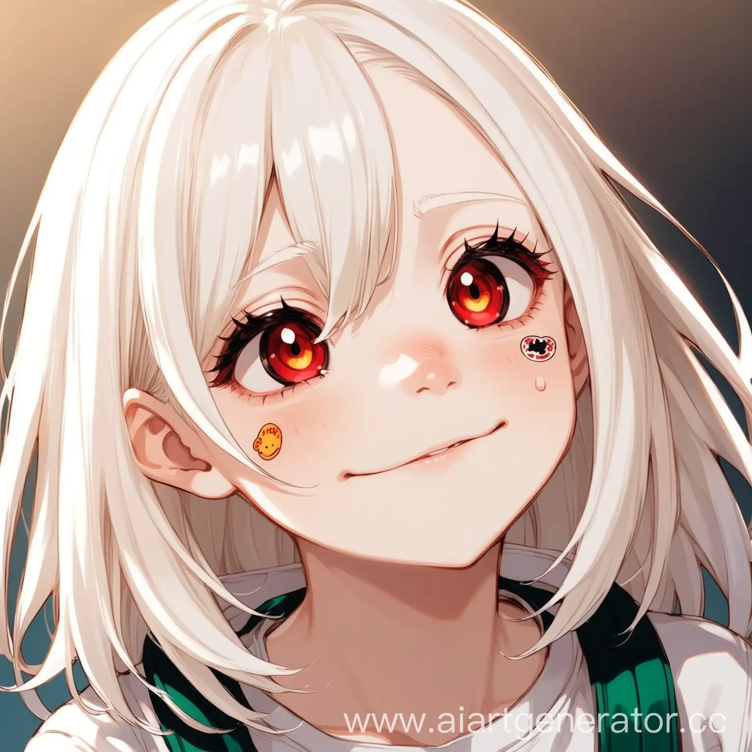 Albino-Girl-with-Bright-Red-Eyes-and-Cute-Stickers-on-Cheeks