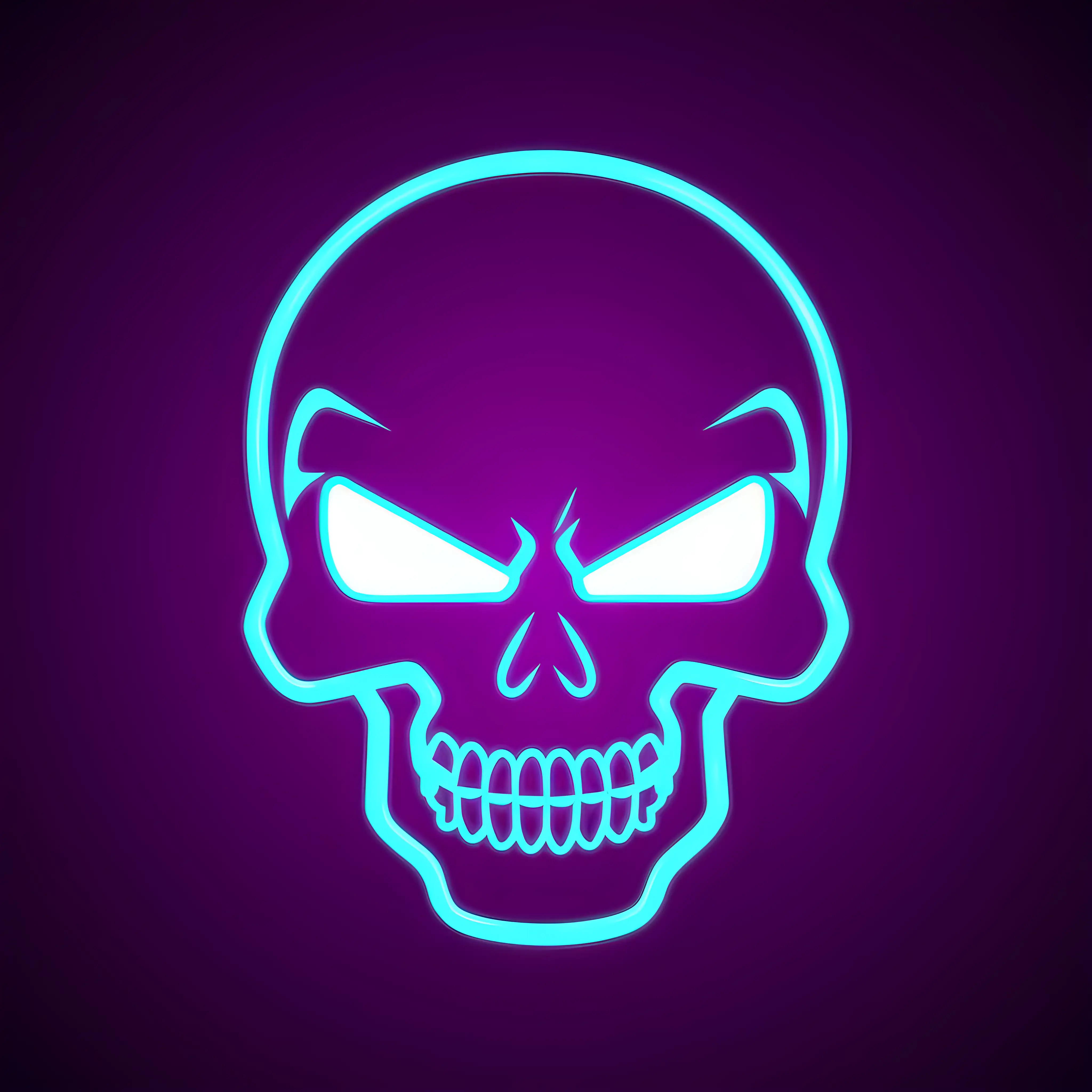 Glowing Purple Skull Neon Sign on Solid Background
