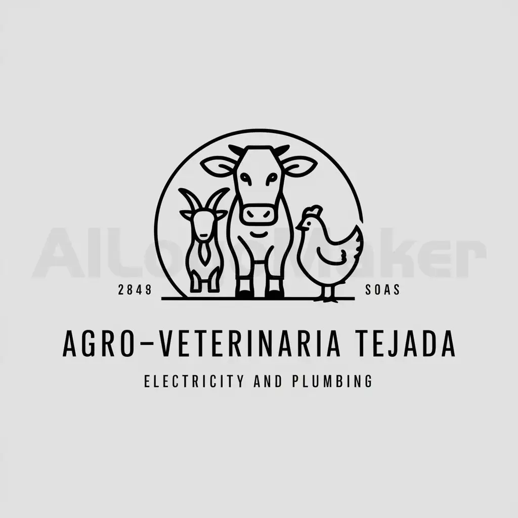 a logo design,with the text "Agroveterinaria Tejada, Electricity and Plumbing", main symbol:cow, goat, hen,Moderate,clear background