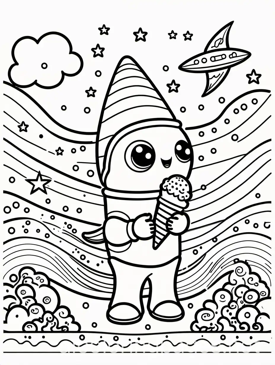 Alien-Friends-Enjoying-Ice-Cream-and-Hotdogs-Coloring-Page-for-Kids