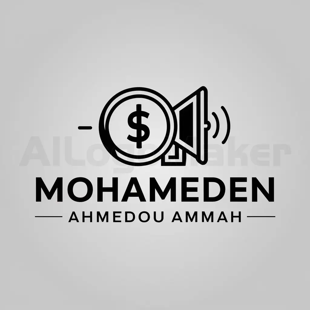 a logo design,with the text "Mohameden Ahmedou Ammah ", main symbol:Money coin, loudspeaker, trading statement,Moderate,be used in Finance industry,clear background