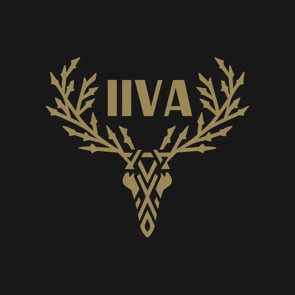 a logo design,with the text "Iva", main symbol:The skeleton of a deer woven from willow branches,Умеренный,be used in Развлечения industry,clear background
