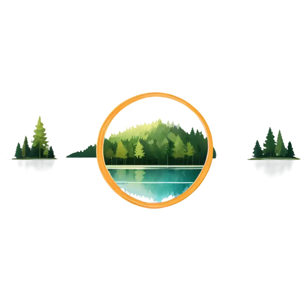 Forest-and-River-Circle-Frame-PNG-Logo-Enhance-Your-Brand-with-NatureInspired-Design