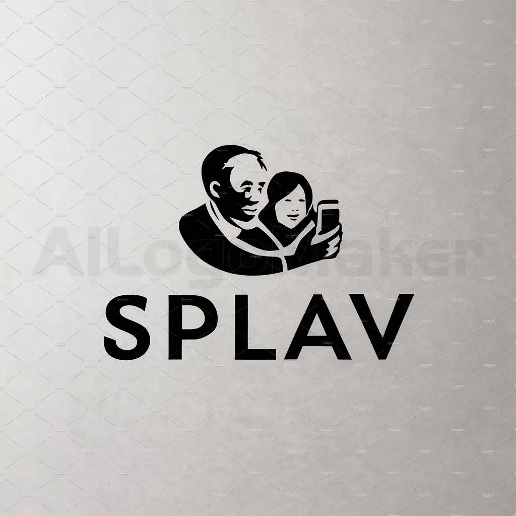 a logo design,with the text "SPLAV", main symbol:Grandson helps grandmother understand the phone,Moderate,be used in Home Family industry,clear background