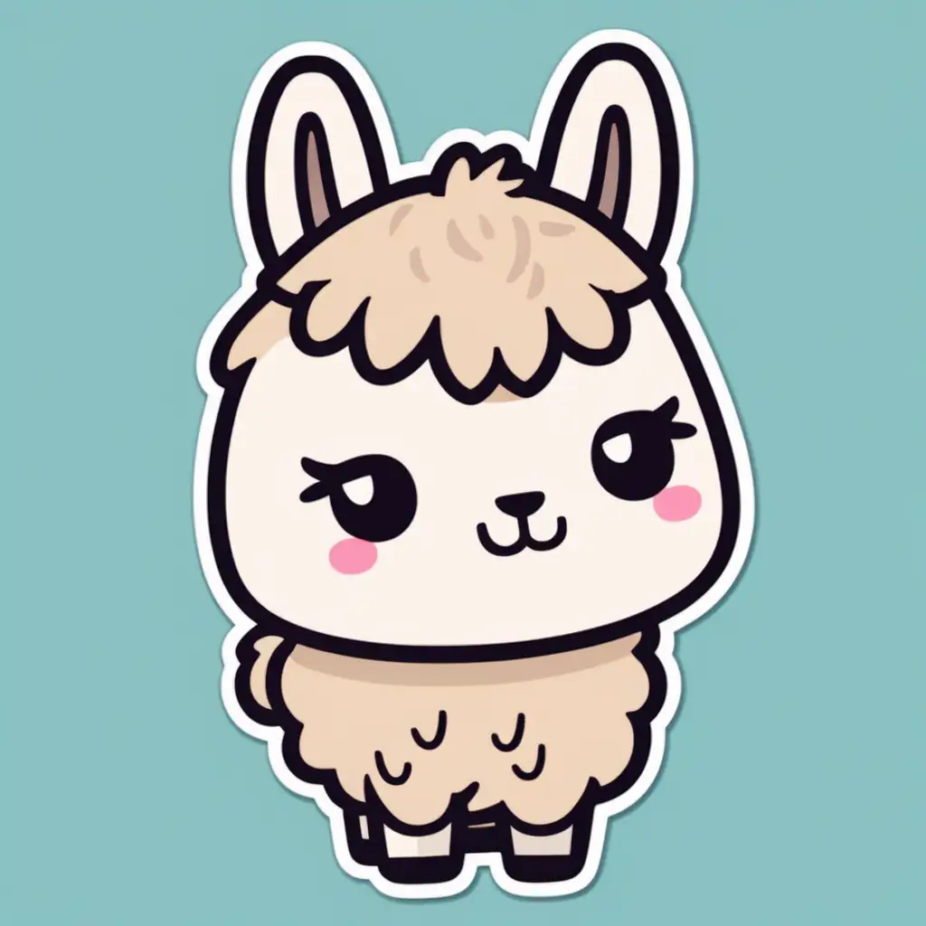 Adorable Cartoon Llama Sticker Design