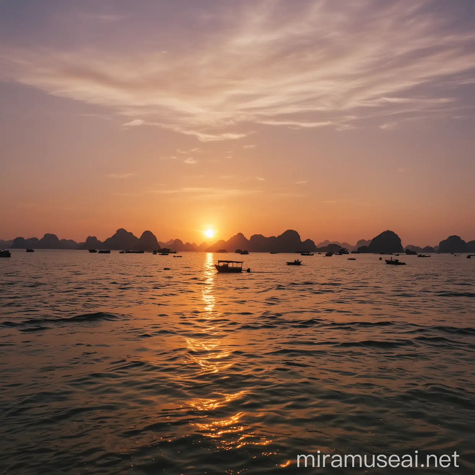Vibrant Sunset Scene in Vietnam