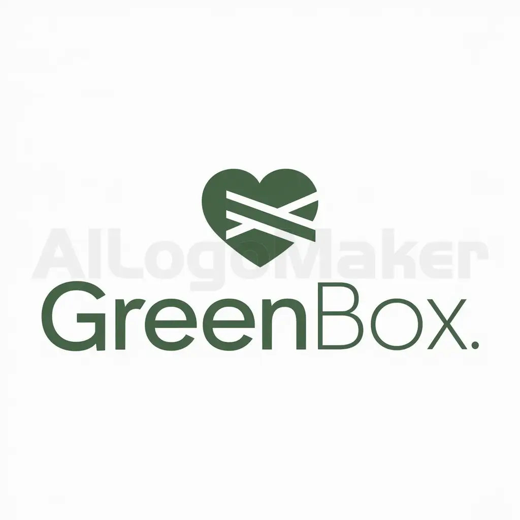 a logo design,with the text "GreenBox", main symbol:green/heart/blind box,Minimalistic,be used in Entertainment industry,clear background
