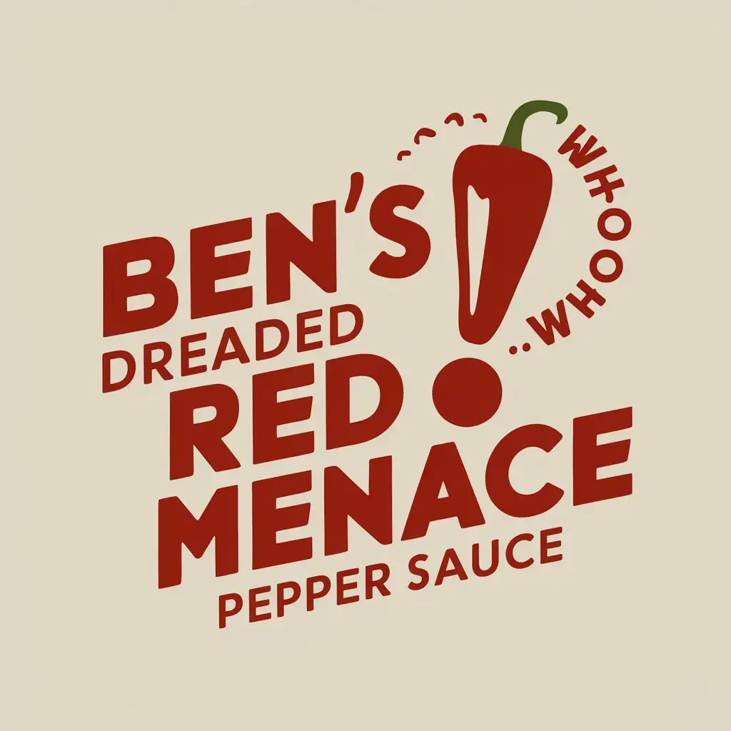 a logo design,with the text "BEN'S DREADED RED MENACE PEPPER SAUCE", main symbol:PEPPER WOOHOO SPICY,Moderate,clear background