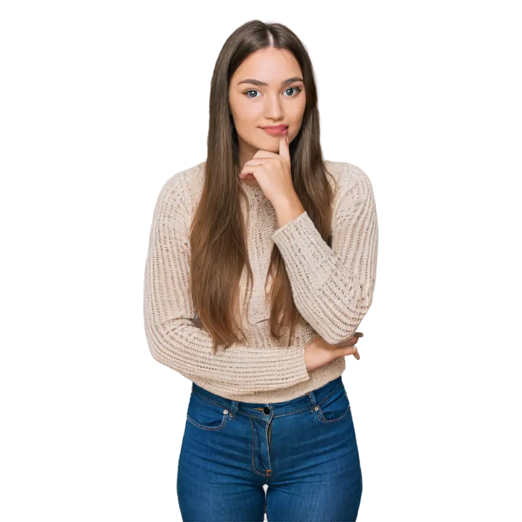 photo of a girl of Slavic appearance in casual style on a white background