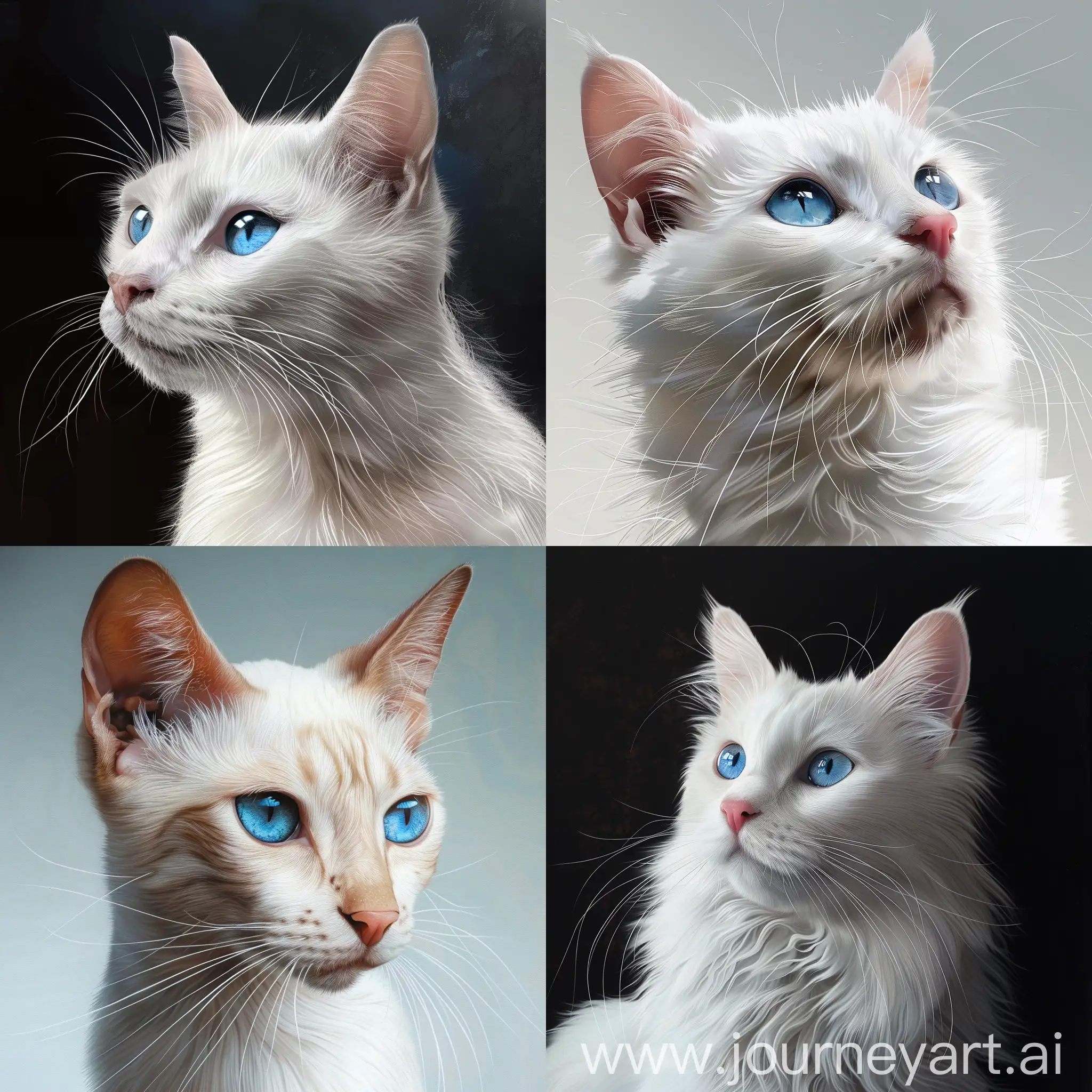 white cat, blue eyes, realistic