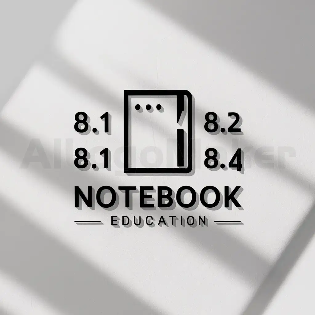 a logo design,with the text "8.1 8.2 8.3 8.4", main symbol:notebook,Minimalistic,be used in Education industry,clear background