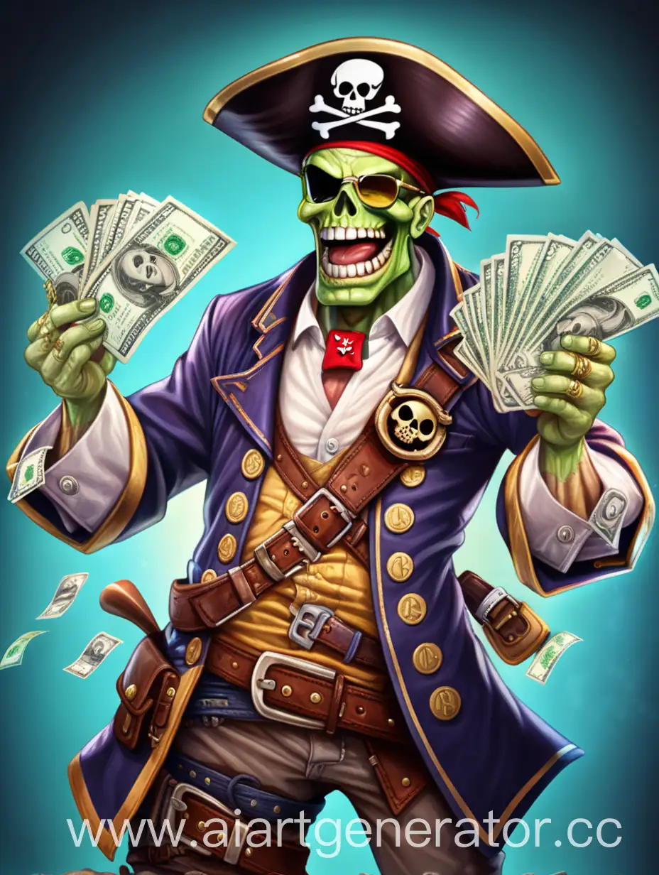 Пират зомби кеш с улыбкой на лице  богатый 
милый  добрый охраняет онлайн транзакции