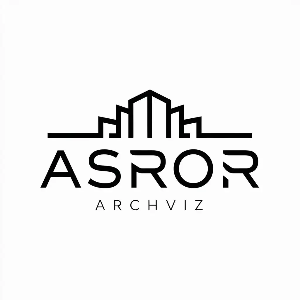 a logo design,with the text "Asror archviz", main symbol:a building,Minimalistic,clear background