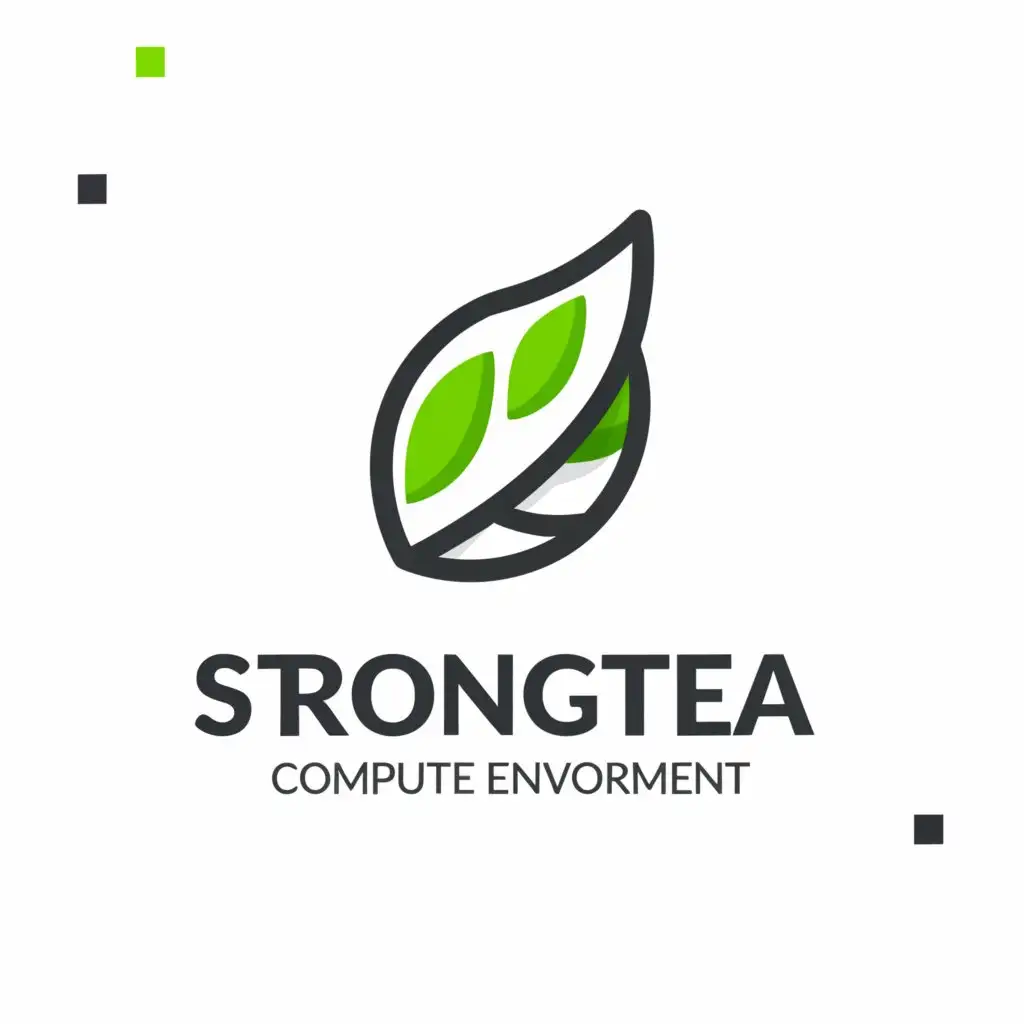 a logo design,with the text "StrongTea Compute Environment", main symbol:tea leaf,Moderate,be used in Technology industry,clear background
