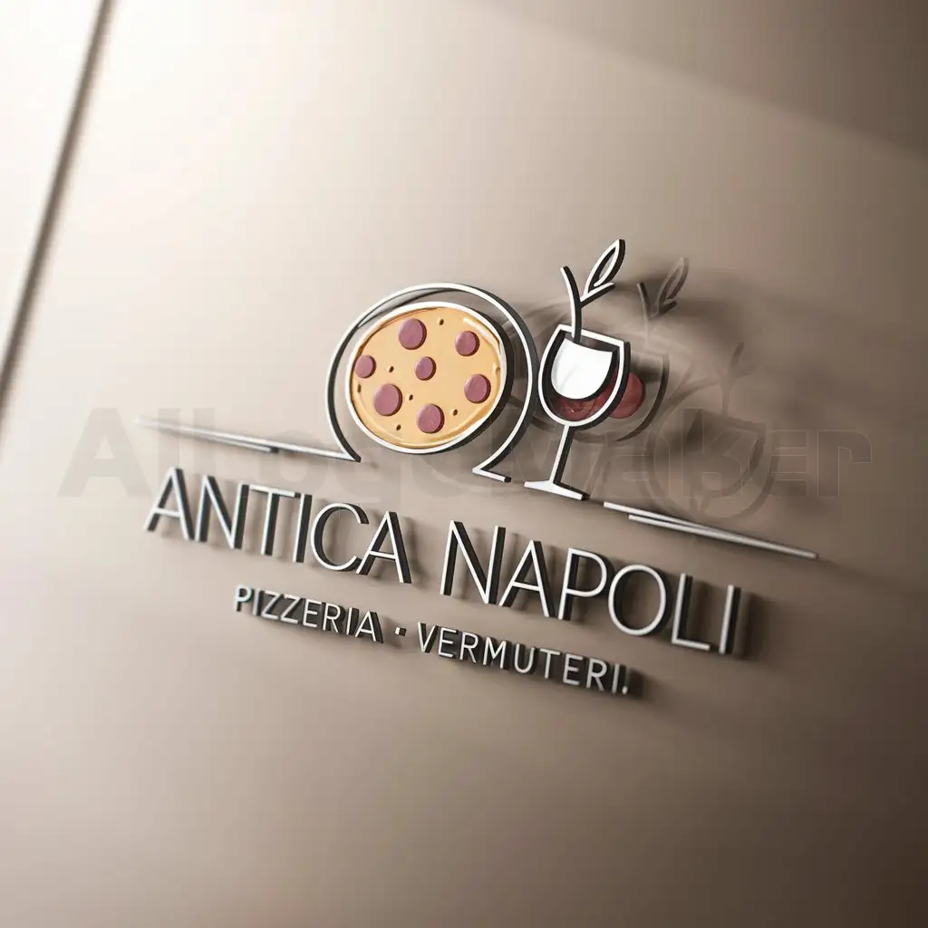 a logo design,with the text "Antica Napoli pizzeria vermuteria", main symbol:pizza,Moderate,be used in Restaurant industry,clear background