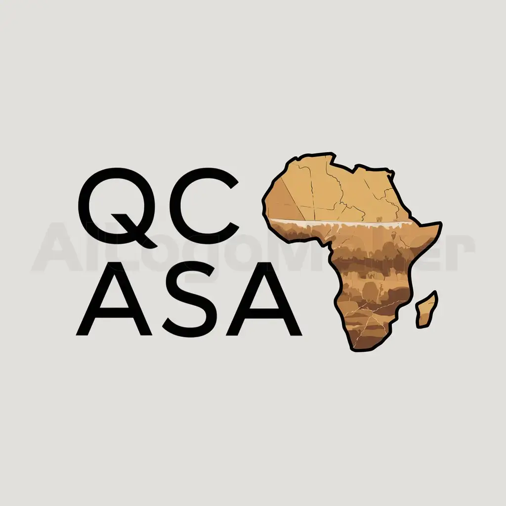 a logo design,with the text "QC ASA", main symbol:African map,Moderate,be used in Education industry,clear background
